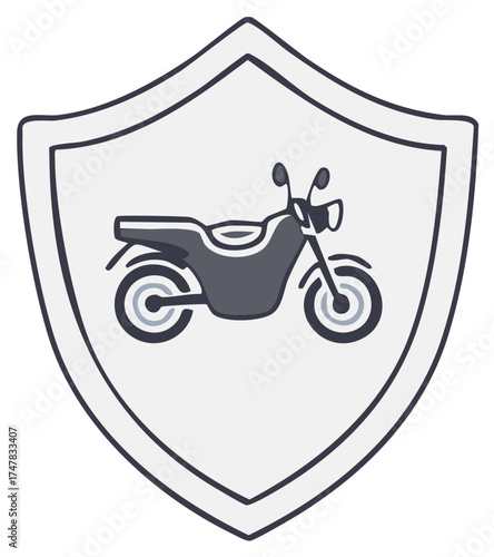 Motorcycle Inside Shield Illustration, Moped Vector Design on Crest, Automotive Concept