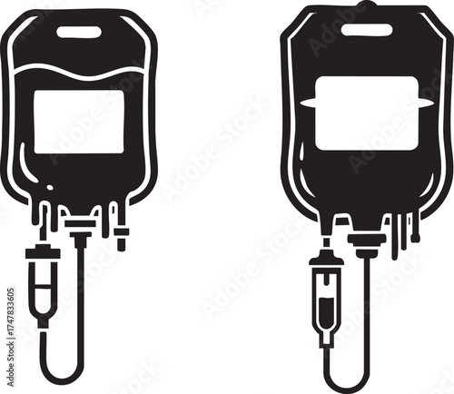 Blood Bag Silhouette Medical Vector Art