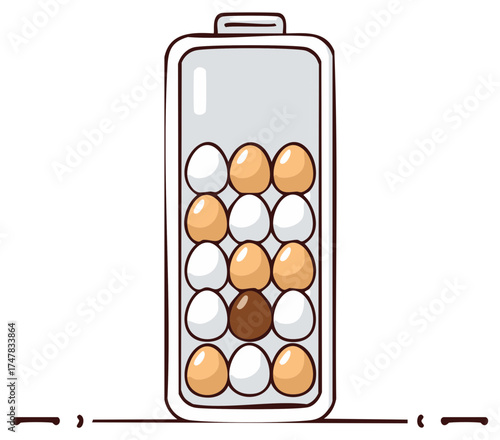Battery with Eggs Inside Represents Energy and Power Concepts
