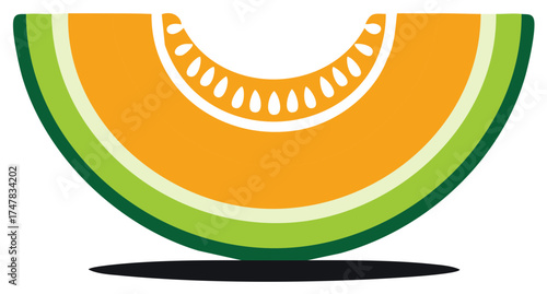 Vibrant and fresh cantaloupe melon slice with seeds a minimalist graphic for summer and healthy food concepts