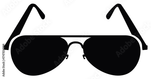Black Aviator Sunglasses Silhouette Vector Icon Illustration for Summer Fashion and Eye Protection