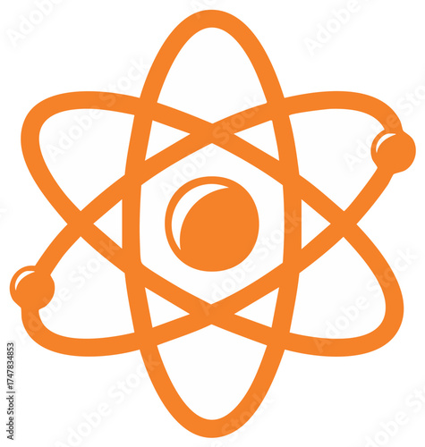 Orange Atom Model Structure Representing Molecular Particles and Atomic Theory