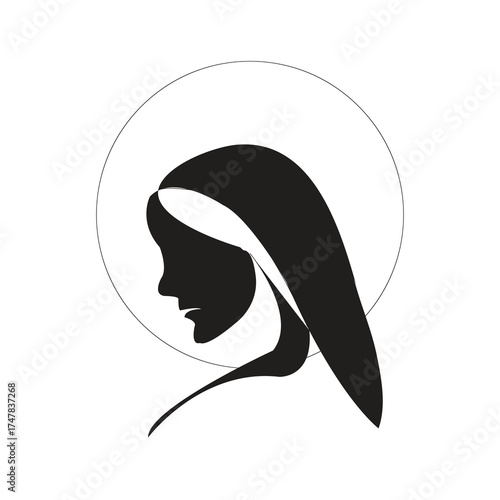 Vector silhouette image of muslim woman with hijab arab woman for logo template icon hijab store
