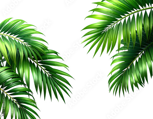 Vacation palm leafs summertime with copy space on transparent backgrounds 3d illustra  