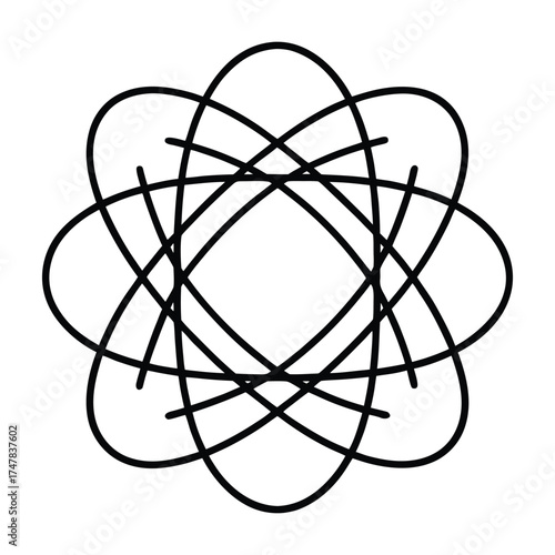 An abstract geometric design featuring overlapping elliptical shapes forming a symmetrical pattern.