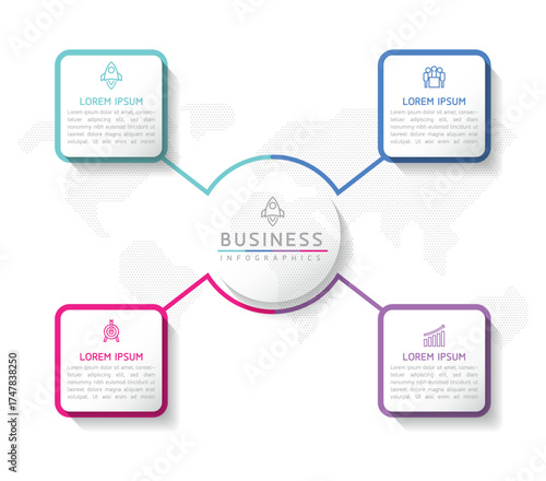 Vector infographic business presentation template connected with 4 options