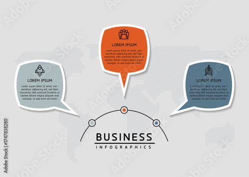 Vector infographic business presentation template connected with 3 options