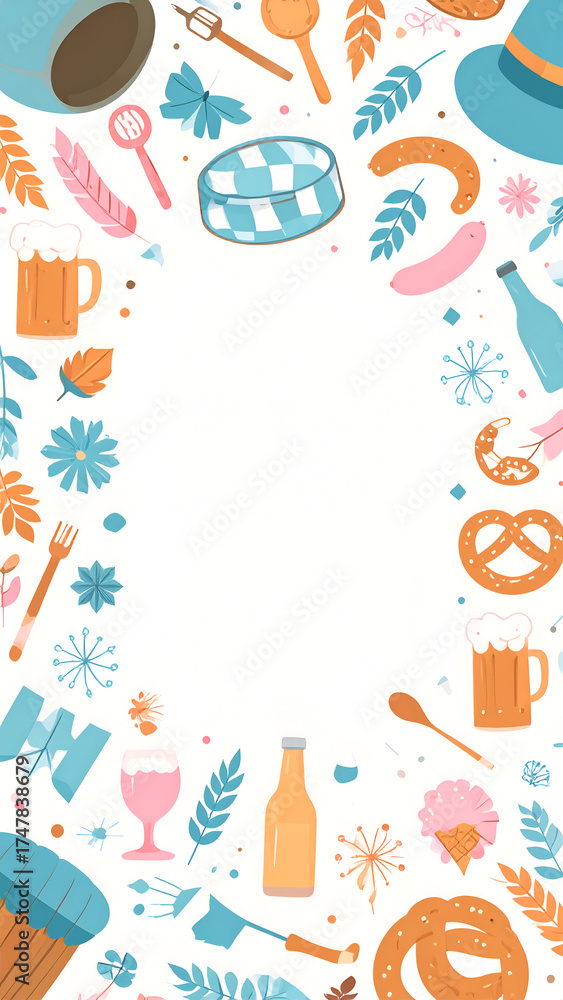 Fototapeta premium Oktoberfest Celebration Elements Border Design.