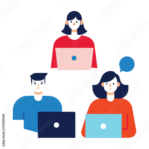 Remote Working People Flat Illustration
