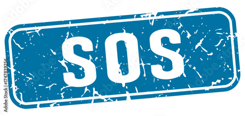 sos rectangular sign. sos stamp