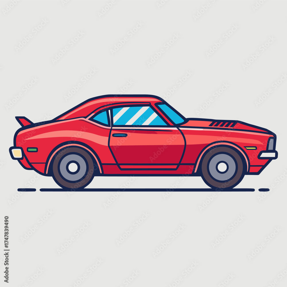 Naklejka premium Flat Design Vintage Muscle Car Icon with Outline