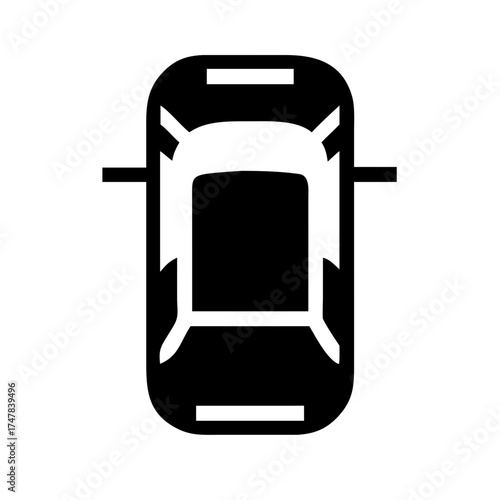 Black car from above, simple and modern design