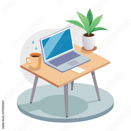 Work From Home Setup Flat Minimal Illustration