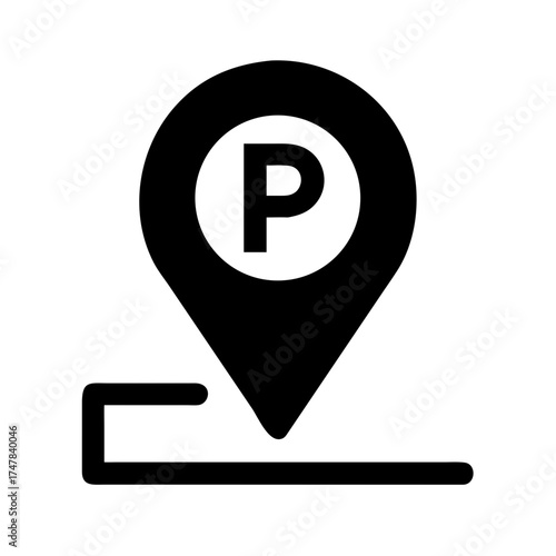 Parking location pin with road for travel guidance