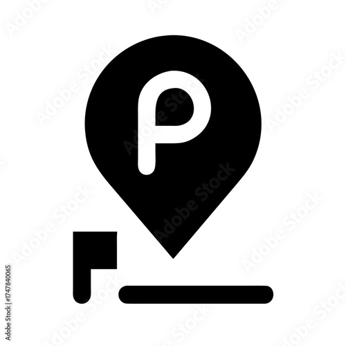 Parking location pin with road for navigation app