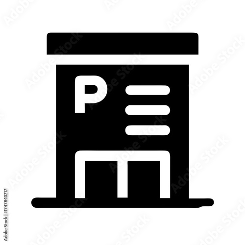 Silhouette of a parking garage building in square