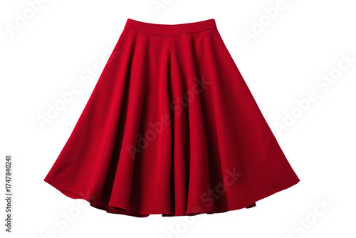 Elegant bright red pleated midi skirt for women.