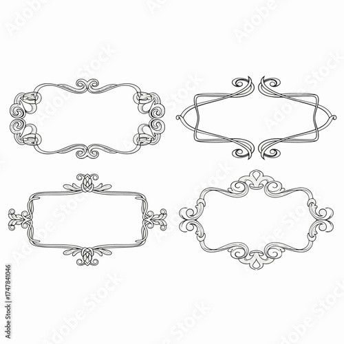 Vintage set of ornamental vector frames, borders, and decorative calligraphic swirl design elements