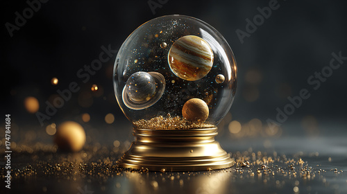 Sci-fi Style Crystal Ball Planet Scene