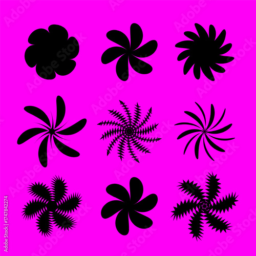 Abstrac FLower Shapes ornament flat