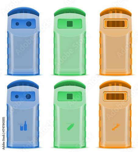 plastic dumpster waste sorting cartoon sock vector illustration isolated on white background