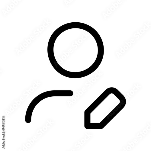 Edit user profile black line vector icon