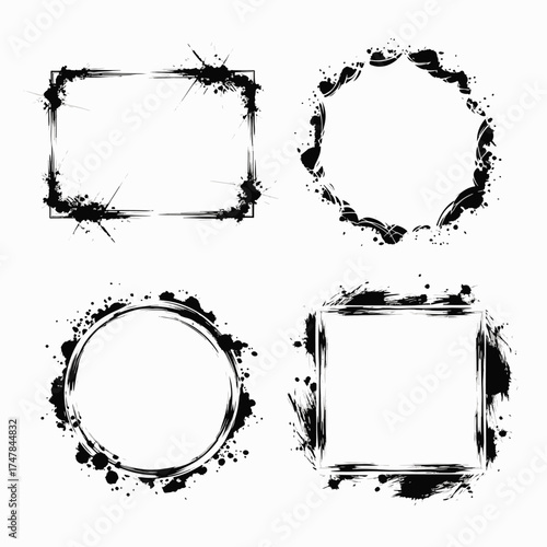 A variety of frame styles including portrait and landscape orientations with unique tattered details.