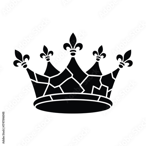 Stylized black and white crown silhouette with fleur de lis accents
