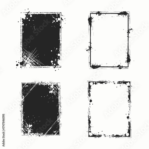 Set of rectangular and square grunge frames illustration