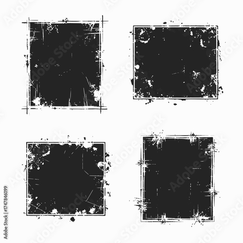 Set of rectangular and square grunge frames illustration