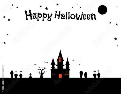 ハロウィンの怪しい館の背景素材　1