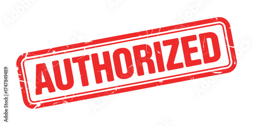 Red stamp authorized seal of approval on white background