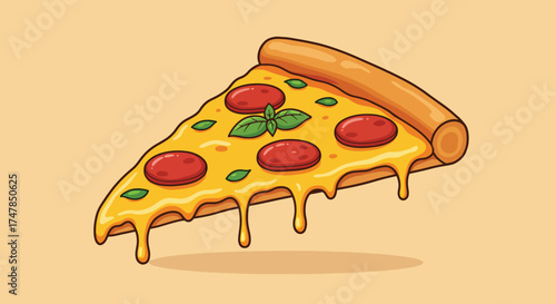 Delicious Slice of Pepperoni Pizza with Melted Cheese