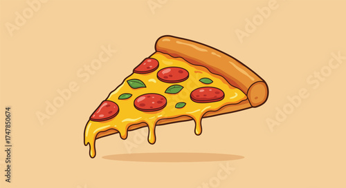 Delicious slice of pepperoni pizza with melted cheese.