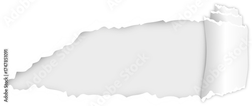 Torn paper hole with rolled corner