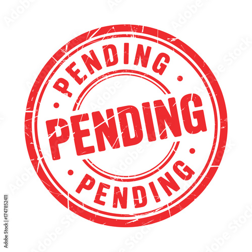 Red circular stamp indicating pending status
