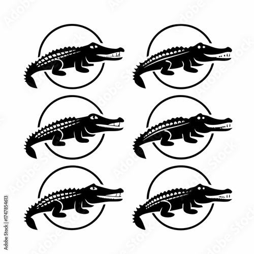 Alligator icons, showcasing a collection of reptile symbols in a simple design