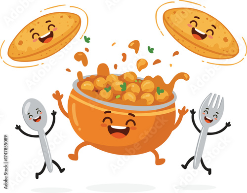 Cartoon Chole Bhature Illustration vector 