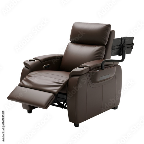 Brown Leather Recliner Chair with Tablet Holder furniture