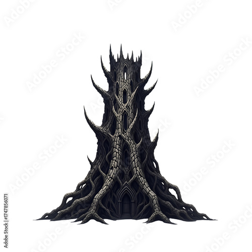Dark Gothic Tower Made of Stone and Roots image 2ccaf47b5d3b0d08d74485659b02e1dadr