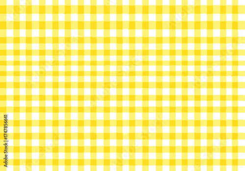 Yellow gingham checkered fabric texture background suitable for tablecloth or textile design