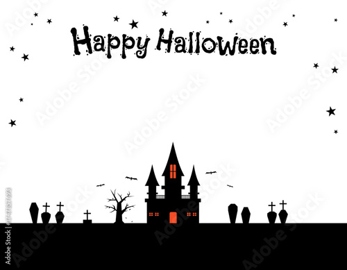 ハロウィンの怪しい館の背景素材　4