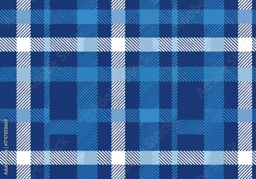 Blue plaid checkered fabric texture pattern for textile and wallpaper backdrop