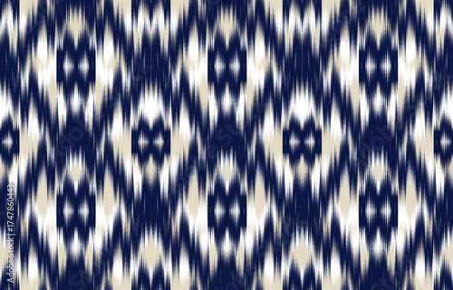 Design Textile ikat wave abstract geometric ikat, design ikat vector for background, wallpaper, carpet, wrapping, fabric, textile fashion wearing.