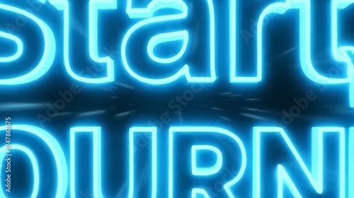 Start Your Journey Neon Text Animation with Speed Lines Effect on Black Background