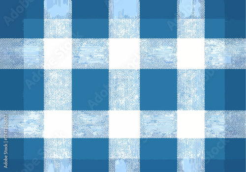 Seamless blue plaid textile pattern for vintage picnic tablecloth design backdrop
