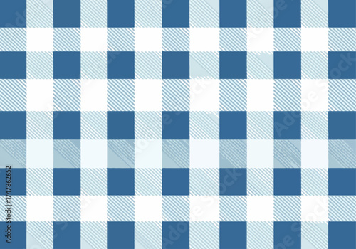 Blue and white checkered gingham plaid fabric seamless pattern textile backdrop