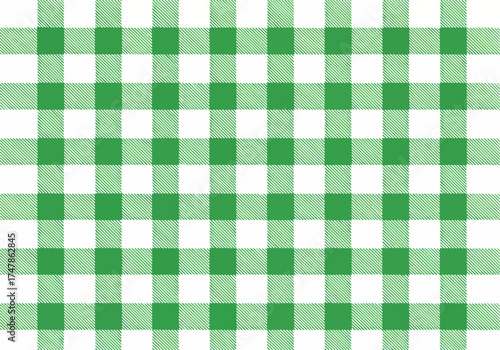 Green and white gingham fabric seamless checkered pattern texture