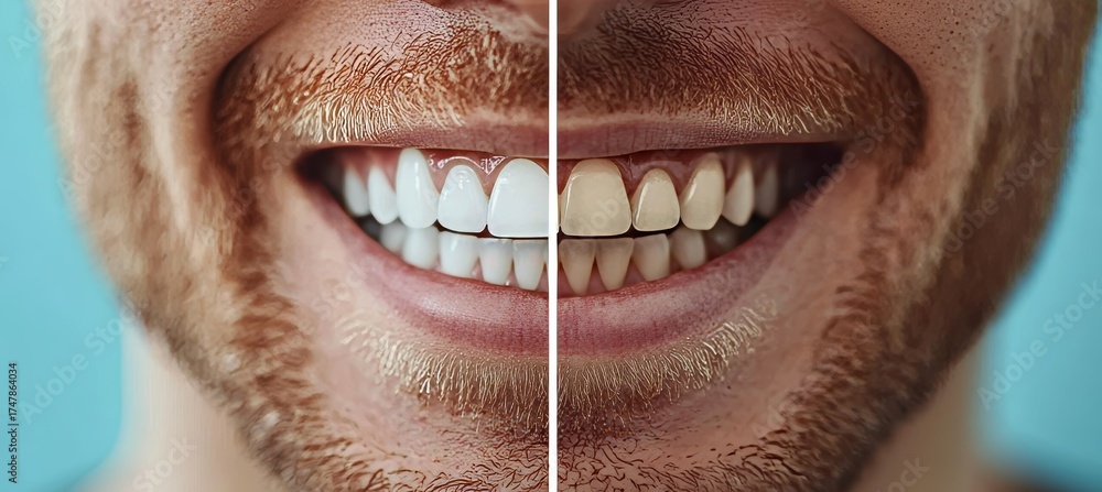 Obraz premium A Confident Smiling Face with Whitened Teeth, Showcasing Professional Tooth Whitening Results