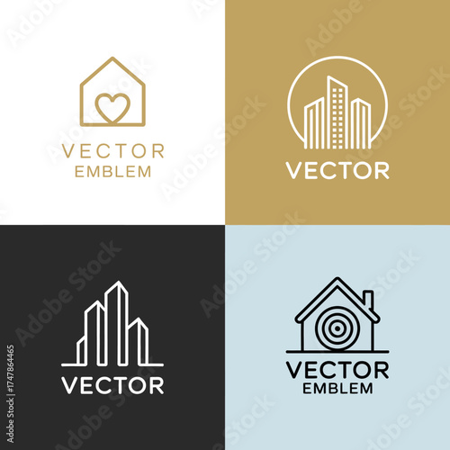 This image showcases a collection of elegant logos suitable for real estate and property branding, combining modern designs with iconic symbols for impactful visuals.